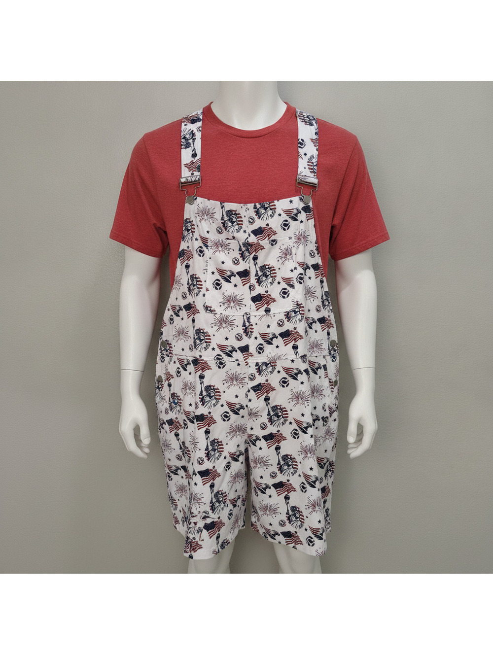 USA Football Themed White Overalls with Adjustable Straps Size 2XL